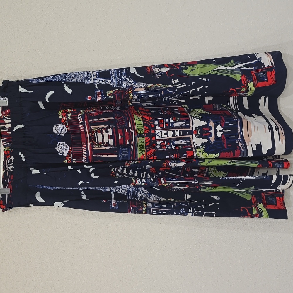 Her Destiny Paris French Print Navy Maxi Skirt Sz XL - Picture 5 of 8